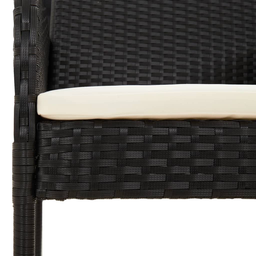 Vidaxl 9-Cz. Garden Furniture Set With Cushions, Black PE Rattan