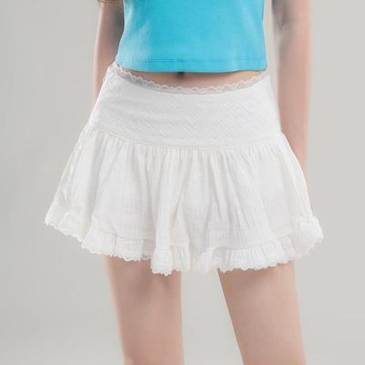 Coquette Minirock Damen Kawaii Spitze Mesh Patchwork Sexy Weiß Hohe Taille A-Linie Lolita Rüschenrock Fairycore