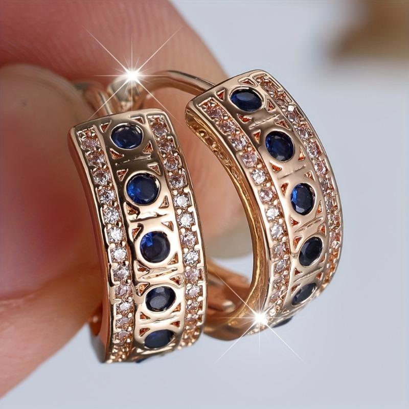 Süße Leichte Luxus Damen Blaue Zirkonia Ohrringe Damen Klassischer Jahrestag Schmuck Geschenk Hochzeits Schmuck