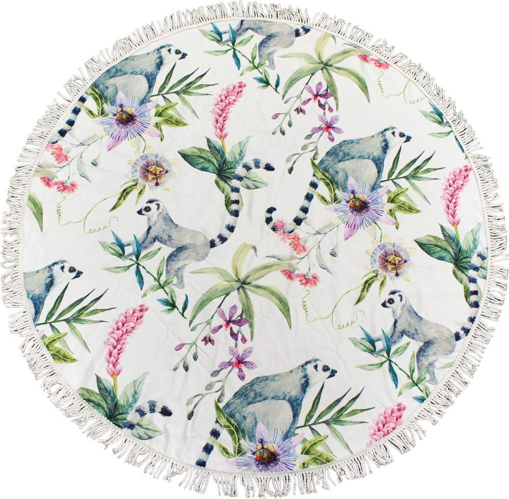 

Noren Kobo Round Towel Blanket Throw Beach Towel Stylish Multi Towel Table Cloth Large Round Towel Botanical 11729