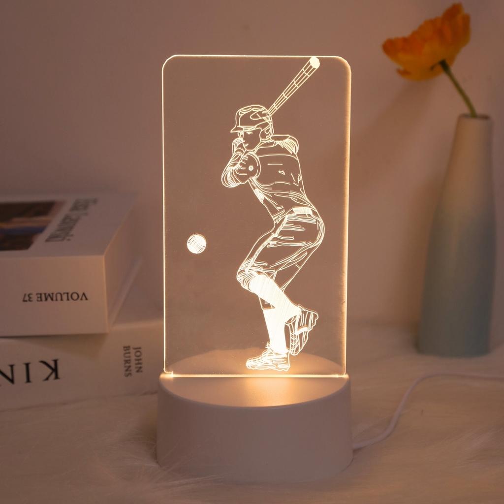 Creative baseball light, 3D night light, creative desktop, bedroom atmosphere light, room decoration light, USB powered