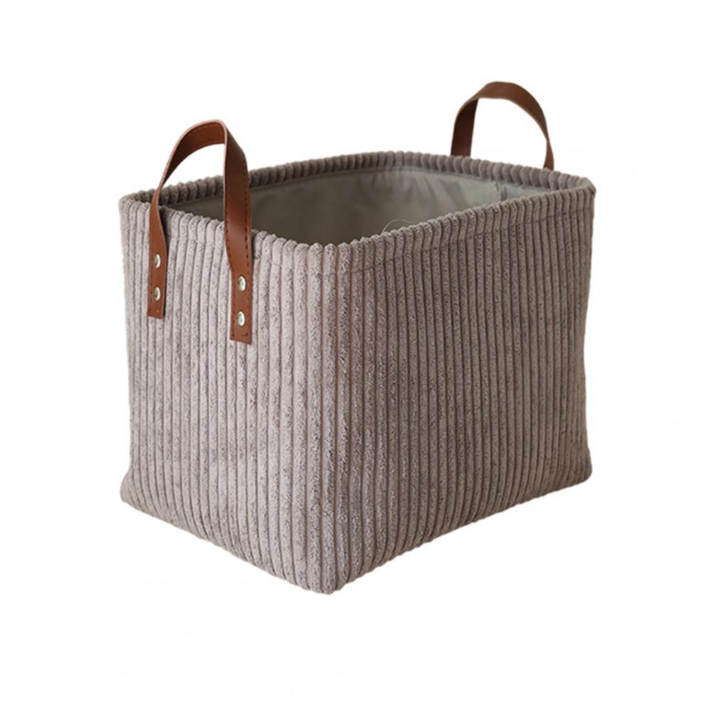 

Corduroy Storage Basket Collapsible Storage Bin with Reinforced Handles Foldable Basket Organizer for Room Kids Toys S сірий