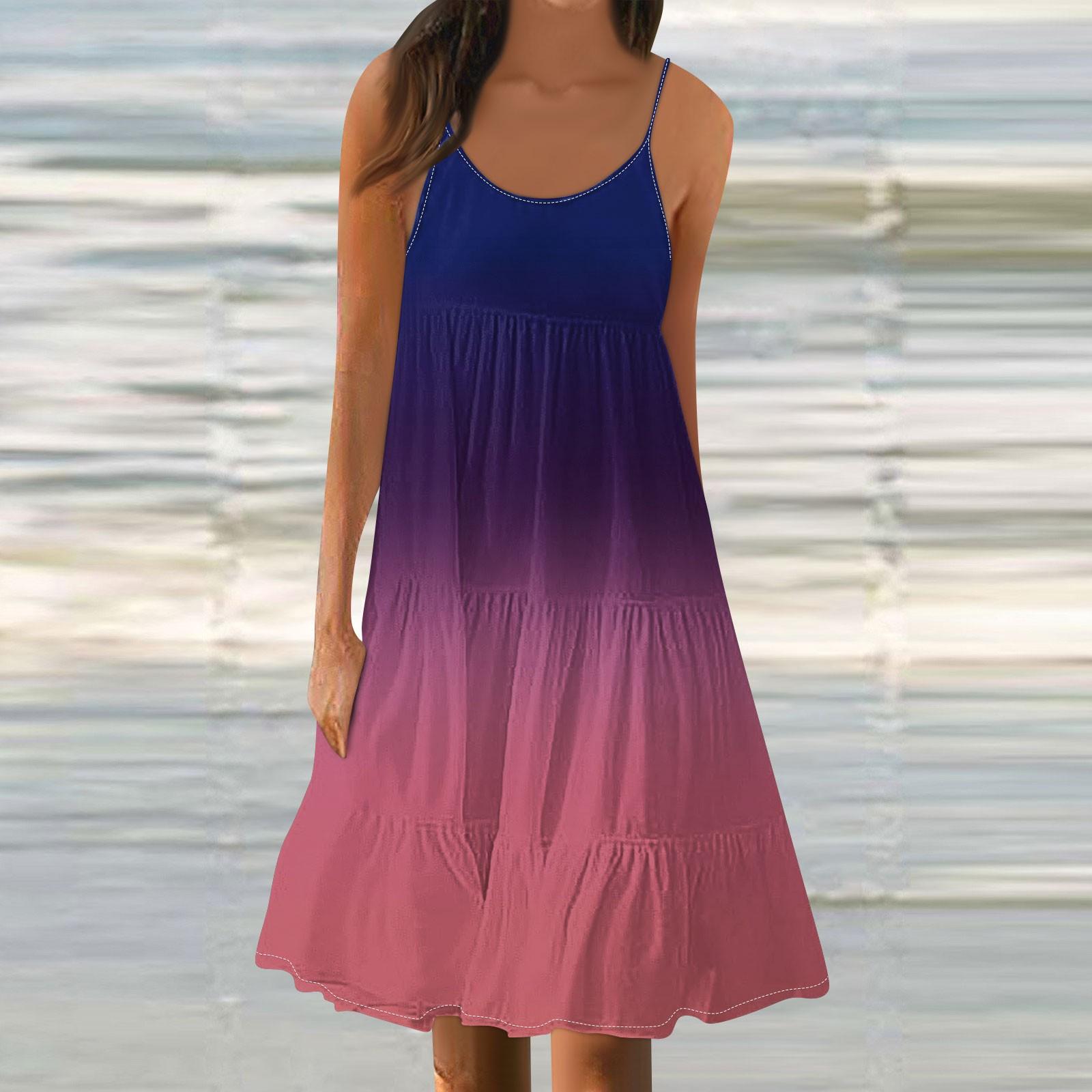 

Женские летние модные свободные повседневные пляжные платья-майки с градиентом XL фиолетовый