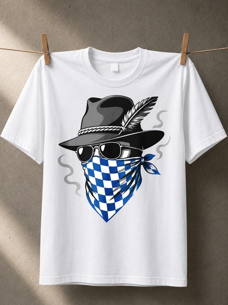 Ed Bavarian Character Headgear Blue Checked Face Cover And Smoke Curls Unisex All Unisex All TShirt