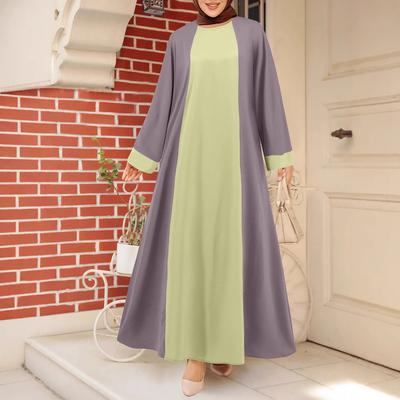 Women's Dress Loose and Elegant Contrasting Color Round Neck Robe Dress Clothes Sale
