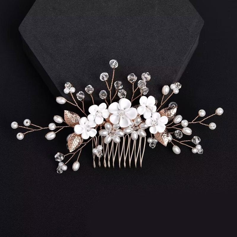 Stunning Wedding Hair Accessory Stylish Crystal and Flower Hair Accessory Hair Comb for Brides and Bridesmaids