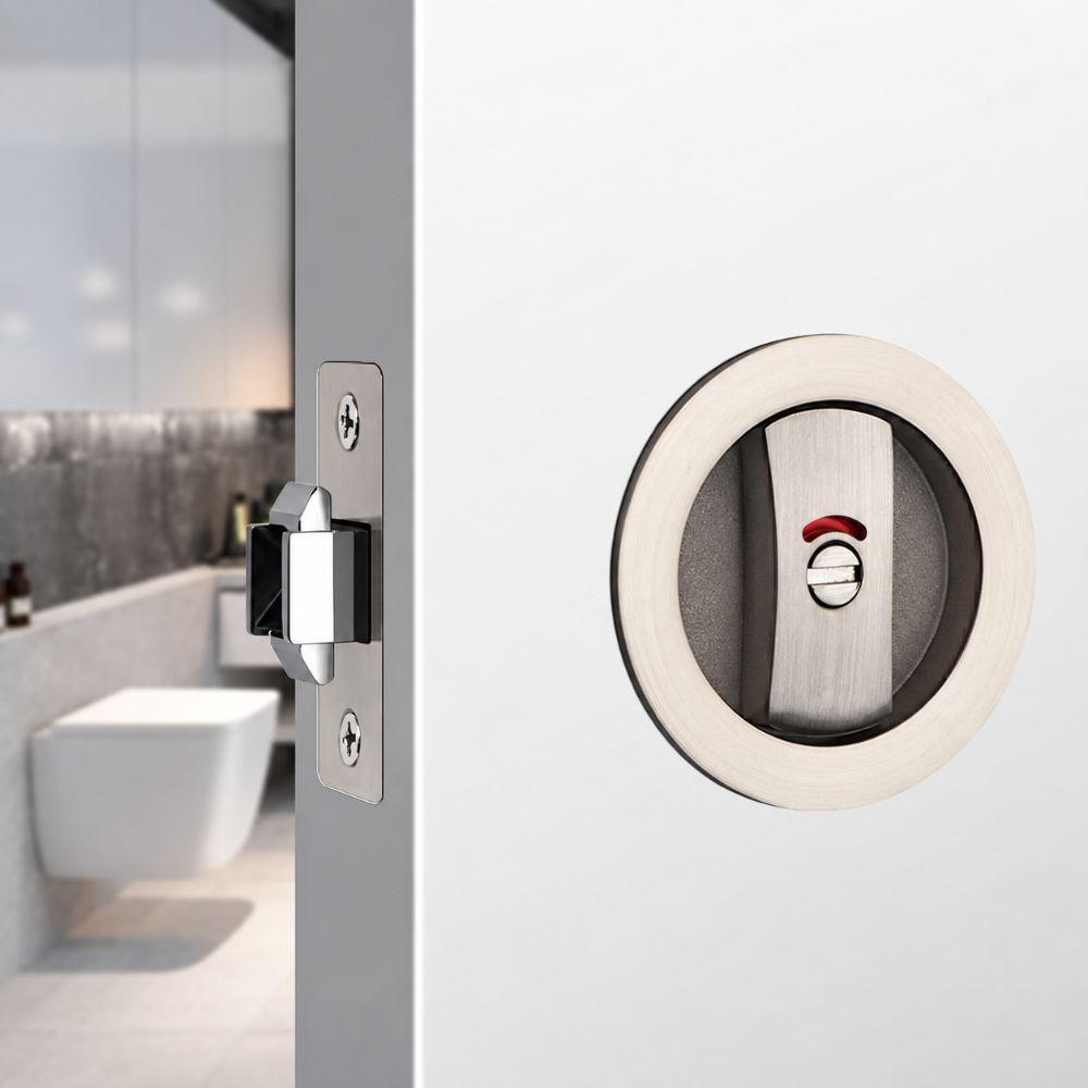 Zinc Alloy Pocket Door Lock Self-Locking Keyless Lock Premium Sliding Privacy Lock Home
