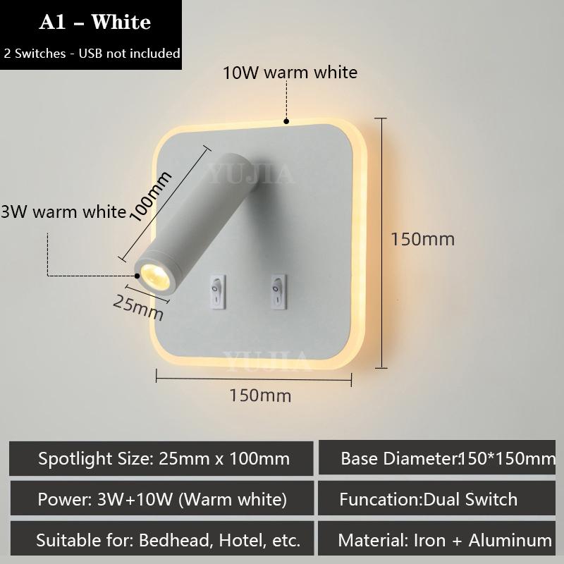 

Contemporary Multifunctional LED Wall Sconce with Switch Modern Adjustable Reading Lamp USB Charging Ports for Bedrooms Offices LED 3W and 8 W