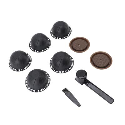 Reusable Capsule Kit For Nestle Vertuoline Coffee Machine with 5pcs Empty Refillable Pods 2pcs Silicone Capsule Discs Spoon Brush Black