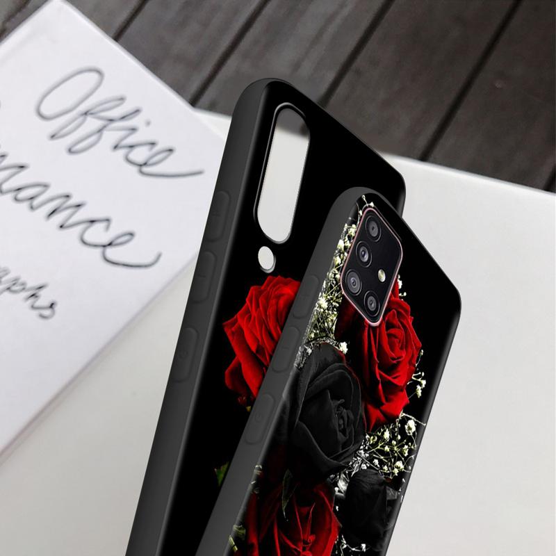 Bright Red Rose Flowers Case For Samsung Galaxy A54 A52 A14 5G A53 A12 A13 A71 A23 A34 A33 A21s Phone Cover