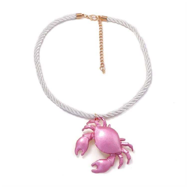Stylish Crab Shaped Pendant Necklace Versatile Colors Trendy Jewellery Casual Beach Neckwear For Girls