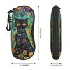 New Black Cat Art Eyewear Cases Men Women PU Leather Sunglasses Box with Zipper Portable Travel Eyeglass Storage Cases