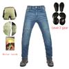 Motorrad-Fahrjeans Hose Weich elastisch Einsatz Gear Verschleißfest Feuerfest Kevlar Schutzschicht an Hüften und Knien