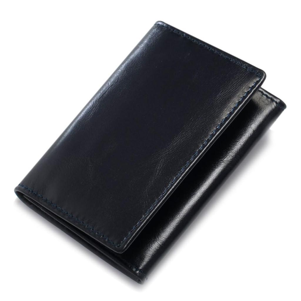 NO MORI Business Card Card Large Holds Over 50 Genuine Stylish and Simple Design for Men and Women Navy [HAKATA LEATHER] Holder, Case, Capacity,