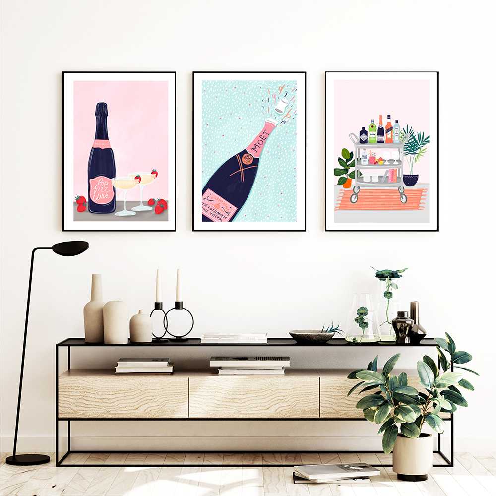 Champagne Wall Art Pink Kitchen Print Dining Print Bar Wedding Home Decor Gift Champagne Wall Art Pink Kitchen Print Dining Print Bar Wedding Home Decor Gift
