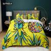 Sada povlečení na přikrývku s ananasem Bílá souprava povlečení na dvě postele Dospělí Žlutá Abstraktní Tropické ovoce Ananas Polyesterová přikrývka