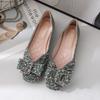 Spring New Pearl Rhinestone Square Head Single Shoes Soft Sole Casual Large Size To