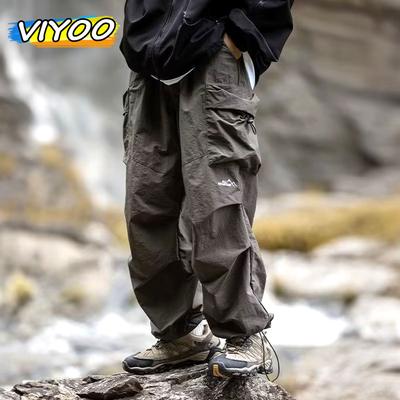 Summer Y2K Pants Men Cargo Pants Functional Stylish Spring Denim Outdoor Pockets Wide Leg Baggy Pants Trousers Mountaineering