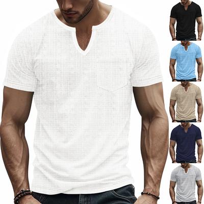 Camiseta de Verão Masculina Relaxada Respirável Esportiva Casual Design Decote em V Manga Curta