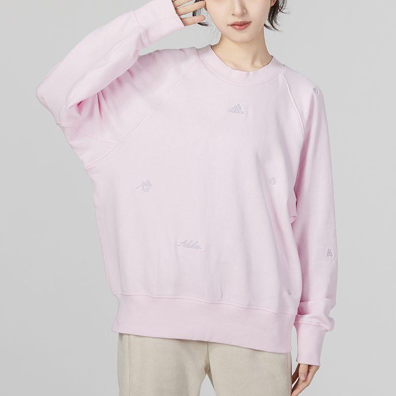 Adidas Sweatshirts Women's Pink Crew Neck Moderate Regular IC0812