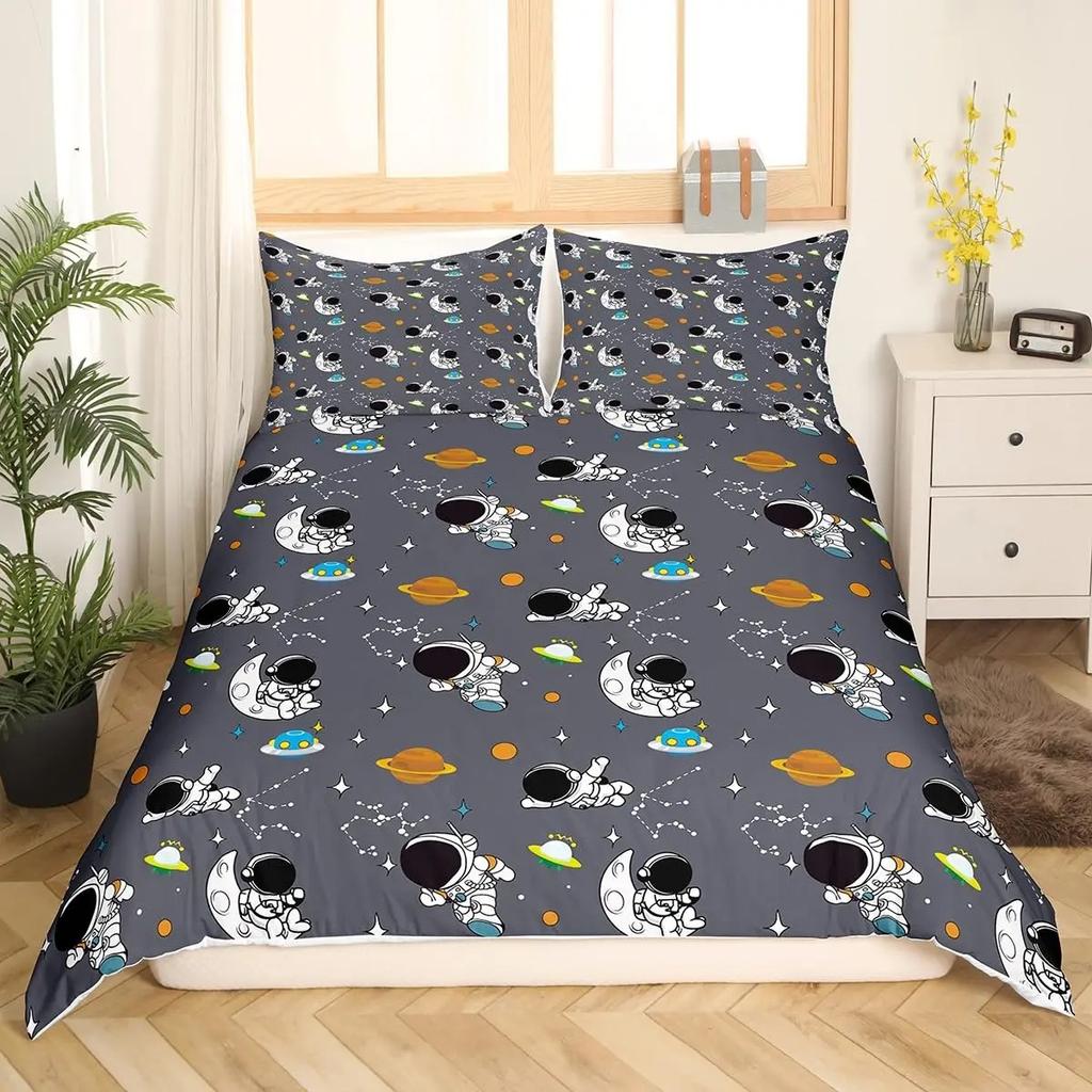 Astronaut Comforter Cover Universe Galaxy Bedding Set Outer Spaces Theme Duvet Cover Boys Kids Starry Sky RCover
