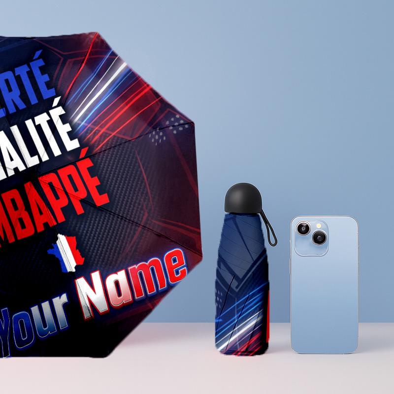France National Football Team Manual Five Fold 8 Rib Umbrella Support Custom Text, Lightweight Travel Umbrella