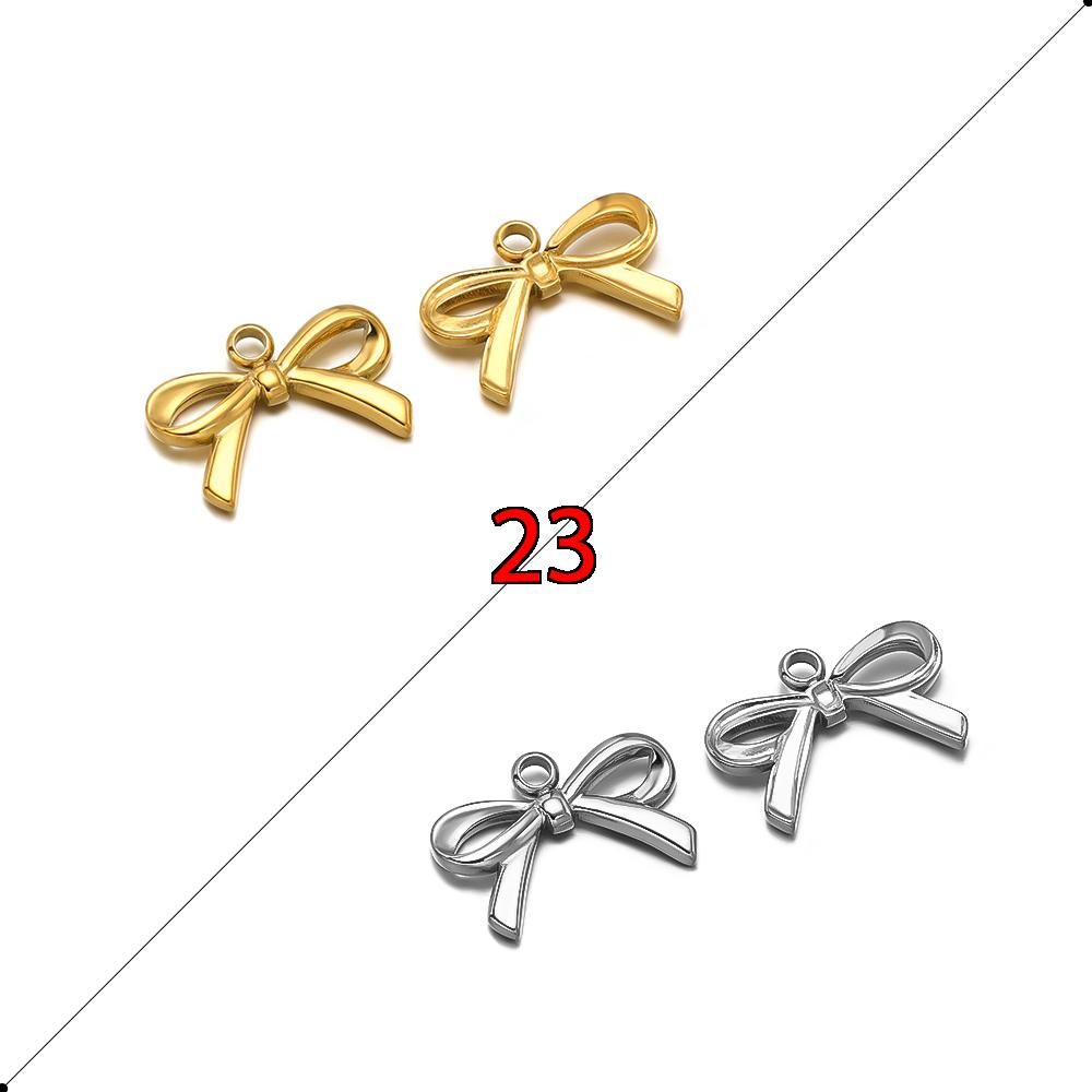 5pcs Stainless Steel Bow Knot Cute Fashion Summer Series Simple Style Pendants for Necklace Earrings Making Handmade DIY Jewelry