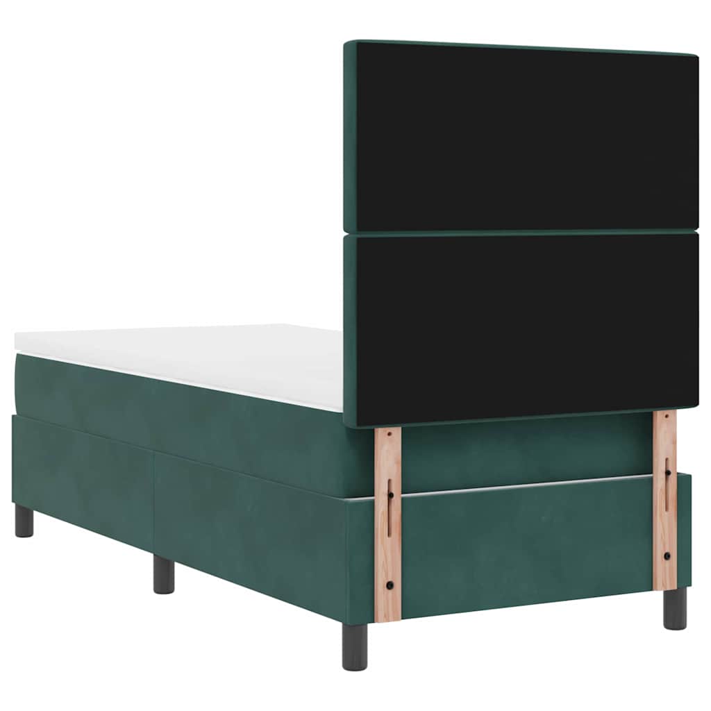 Box Spring Bed with Mattress Dark Green 90 X 190 Cm Velvet