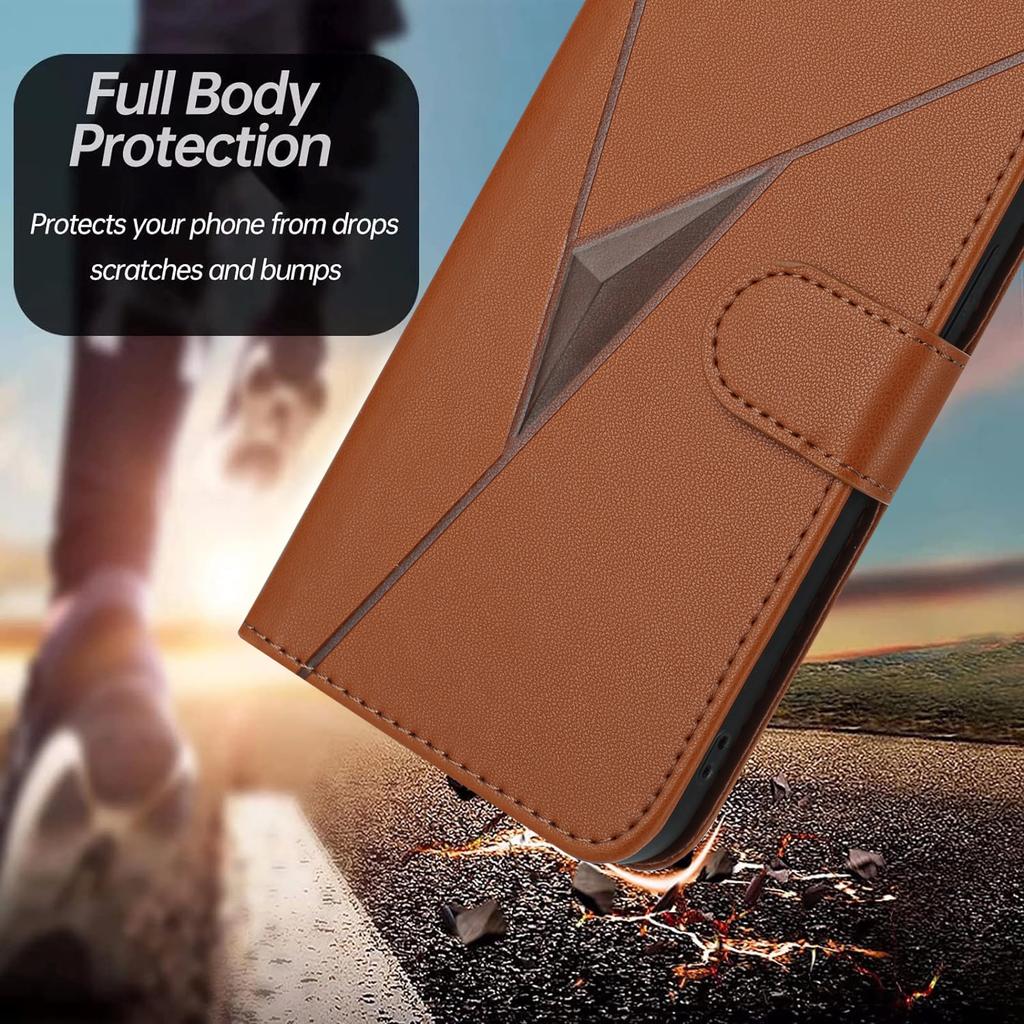 YX0090 For Xiaomi 14T Case Triangle Imprint Leather Phone Cover with Lanyard