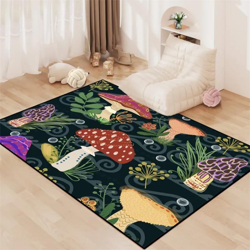 Sun Butterfly Foral Mushroom Living Room Carpet Washable Entrance Mat Home Bedroom Balcony Corridor Floor Mat Sofa Kitchen Rug