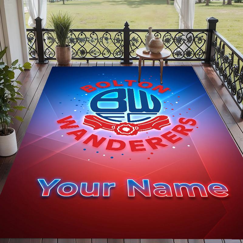 Custom Text Printed Rug Bolton Wanderers FC Non Slip Floor Carpet For Home Room Decor