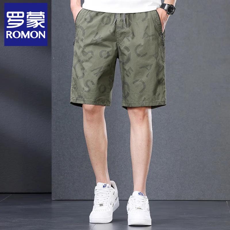 Luomeng Men's Cotton Loose Fit Casual Shorts