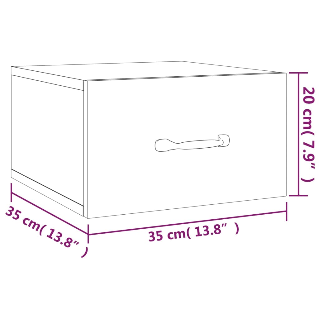 Wall Mounted Nightstand White 35 x 35 x 20 cm