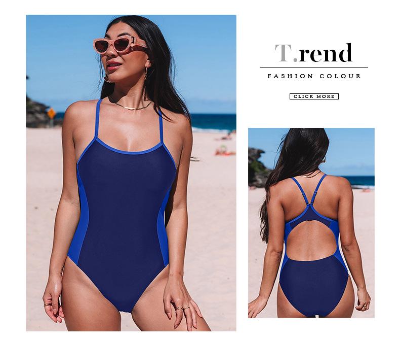European & American Backless Ruched High-Waist One-Piece Swimsuit for Women - 2023 New Fashion Conservative Style