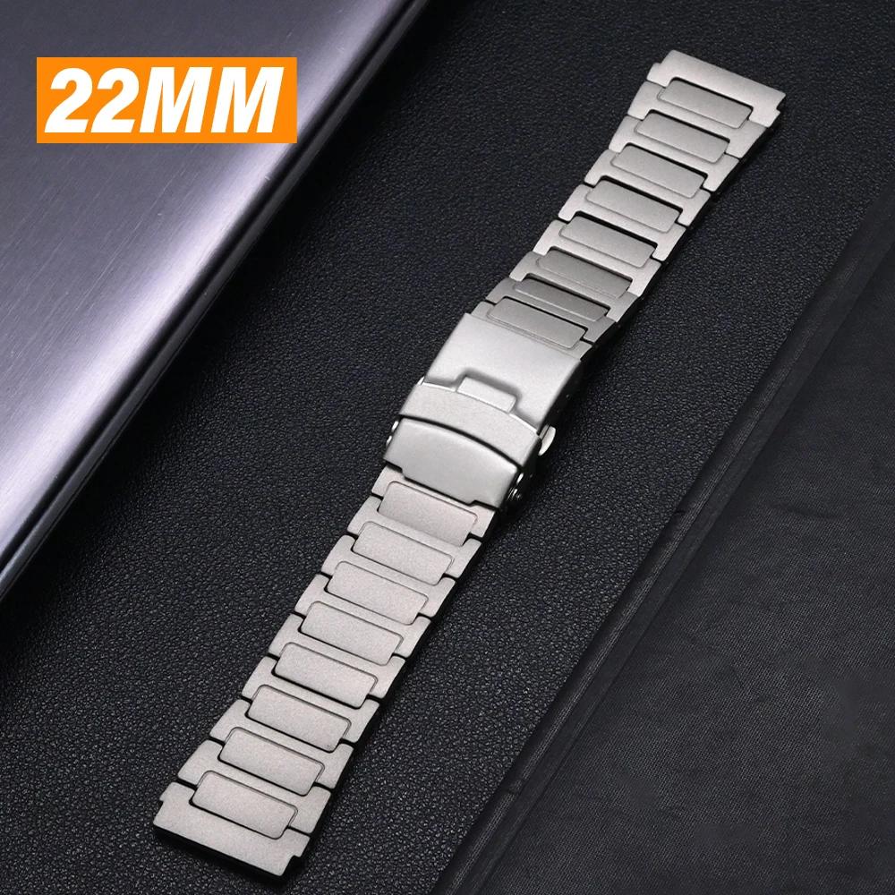 22mm Man Titanium Strap for Huawei GT4/5 Pro 46mm Watch 4 Pro Luxury Link Bracelet for Amazfit GTR 47mm Balance Garmin Venu 3