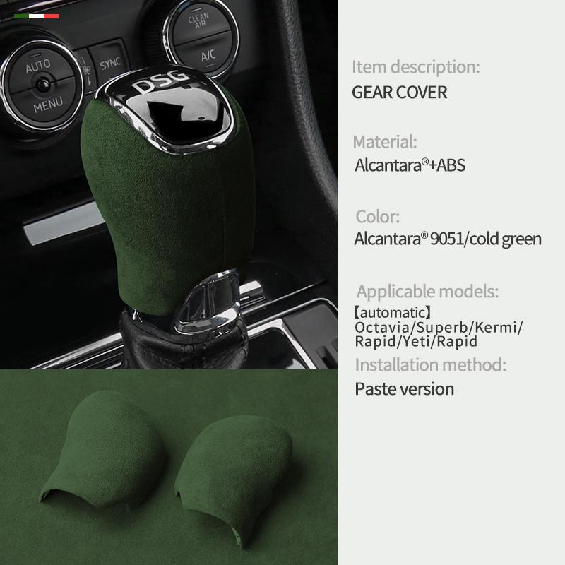 Car Center Console Gear Shift Head Knob Cover Trim For Skoda Octavia Superb Kermi Rapid Yeti Rapid Alcantara Suede Accessories