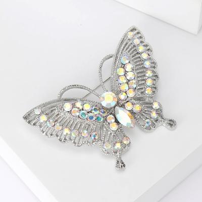 Women Brooch Retro Butterfly Shape Rhinestone Decor Anti-slip Wear-resistant Suit Coat Collar Hat Scarf Decoration Clothes Pin Prom Party Garment