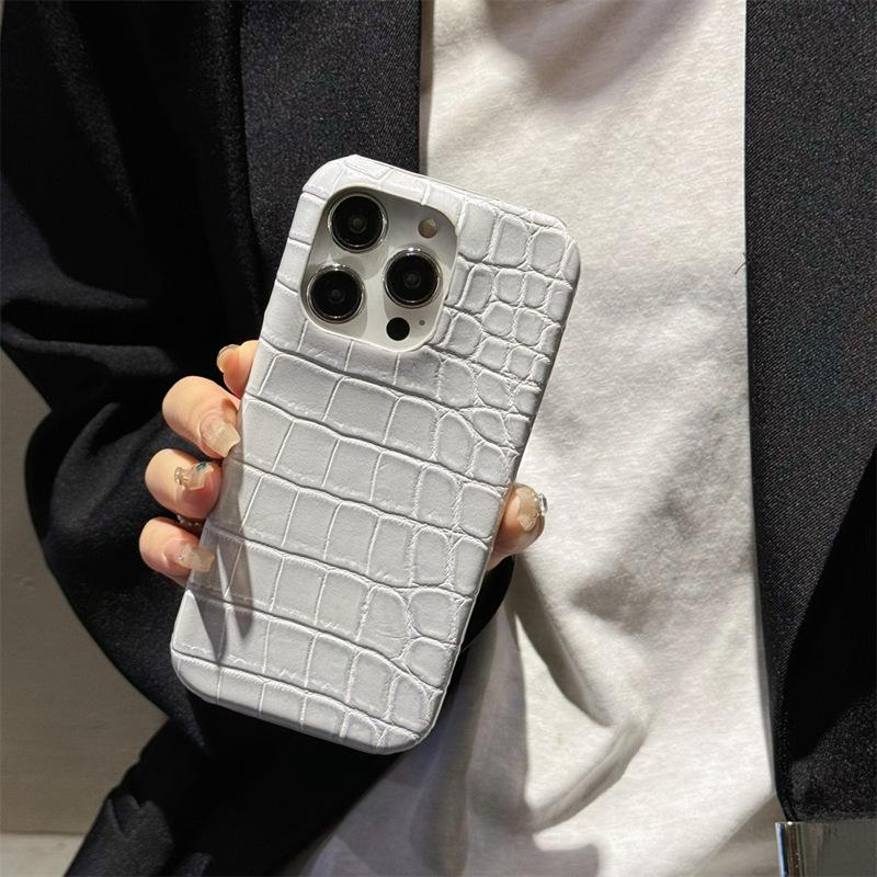 Suitable for Apple 16promax Phone Case, Crocodile Pattern IPhone15 Creative 14pm Shockproof 13 Men's and 12 Women's Leather Cases