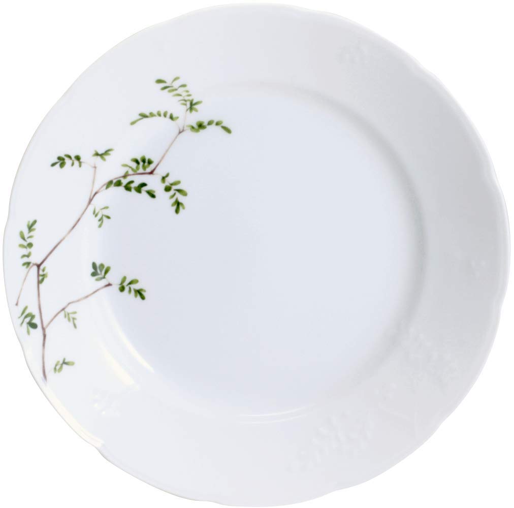 NARUMI Curry and Pasta Plate Satohanagoyomi Hana 21cm Floral Set of Cute Wedding Microwave Made in Gift Set, (Sato Goyomi) Design, Diameter, Green,