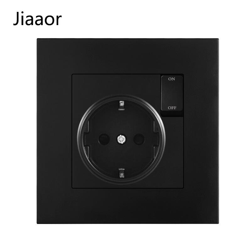 16A Black European Double Gang German-Style Switch & USB/Type-C Socket for Concealed Installation