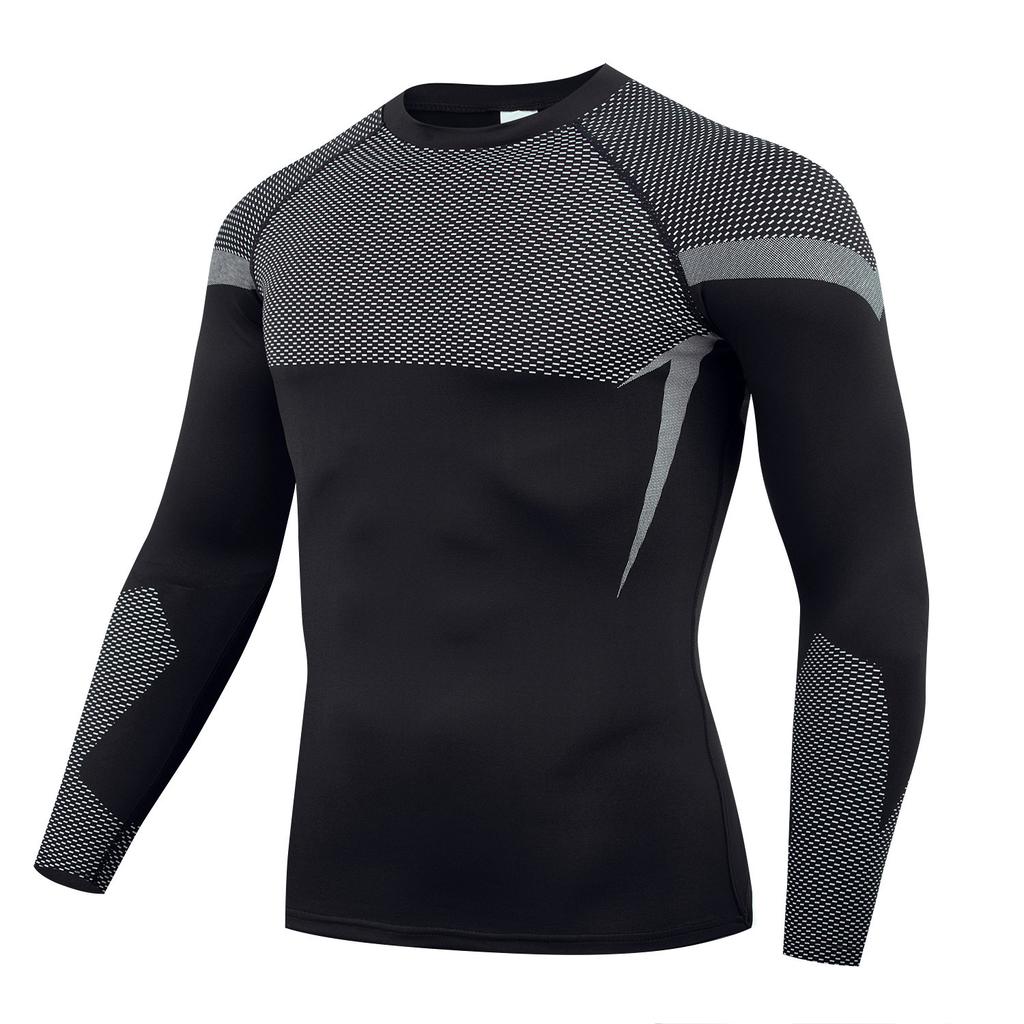 Men's Long Sleeve Compression T-Shirt Quick Dry Wicking Breathable Athletic Top for Running Gym Workout