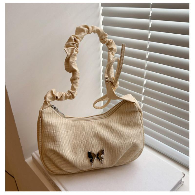 Color Solid Ruched Butterfly Trendy Crossbody Bag Handbag With Detail Stitching