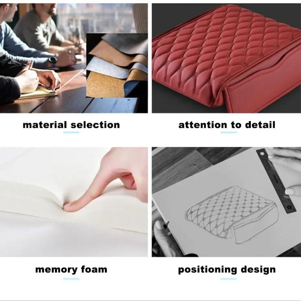 Antifouling Car Armrest Pad PU Leather Arm Rest Protector Mat Durable Car Armrest Mat  Car Interior