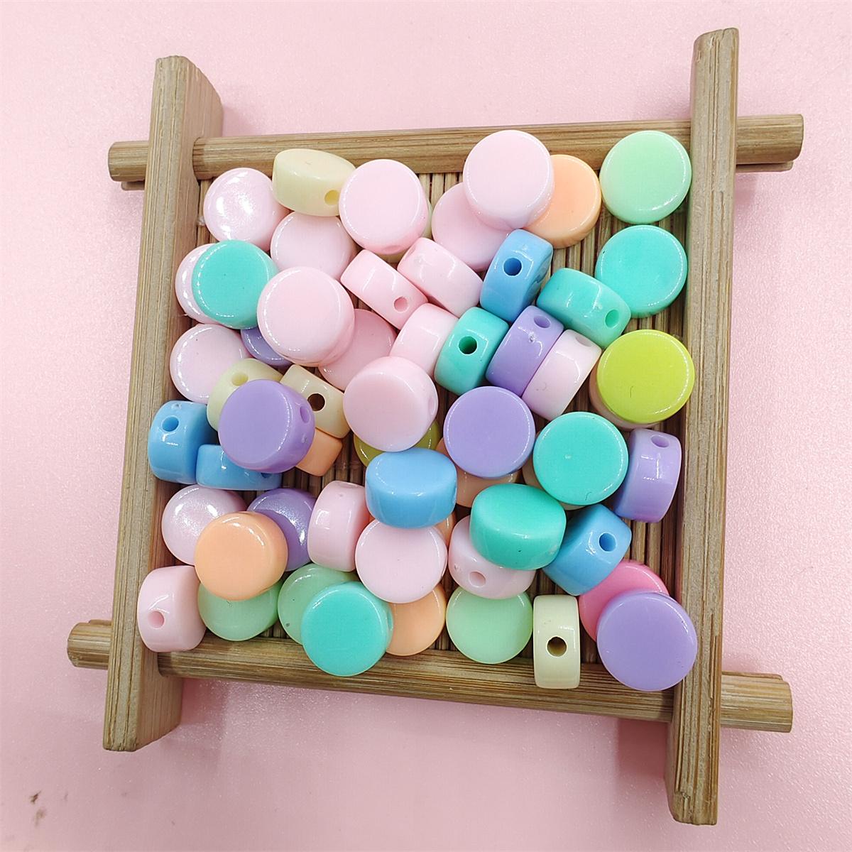 

100 шт., 8/10 мм, цветная система Macaron, круглые кремовые плоские бусины, модные ювелирные аксессуары, DIY браслет, изготовление ожерелья