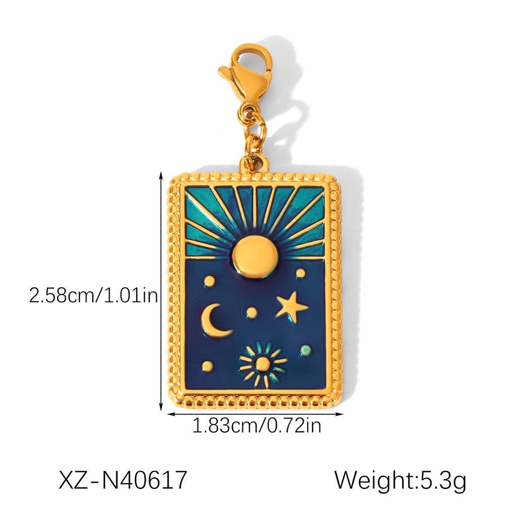 European-American Stainless Steel Tarot Card Pendant - Versatile, Non-Fading, DIY Jewelry Accessory for Women