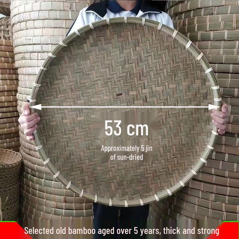 Cesta de Bambú Verde de Primera Capa para Cernir: Redondo, Duradero y Espeso para el Secado de Verduras Doméstico y Comercial.