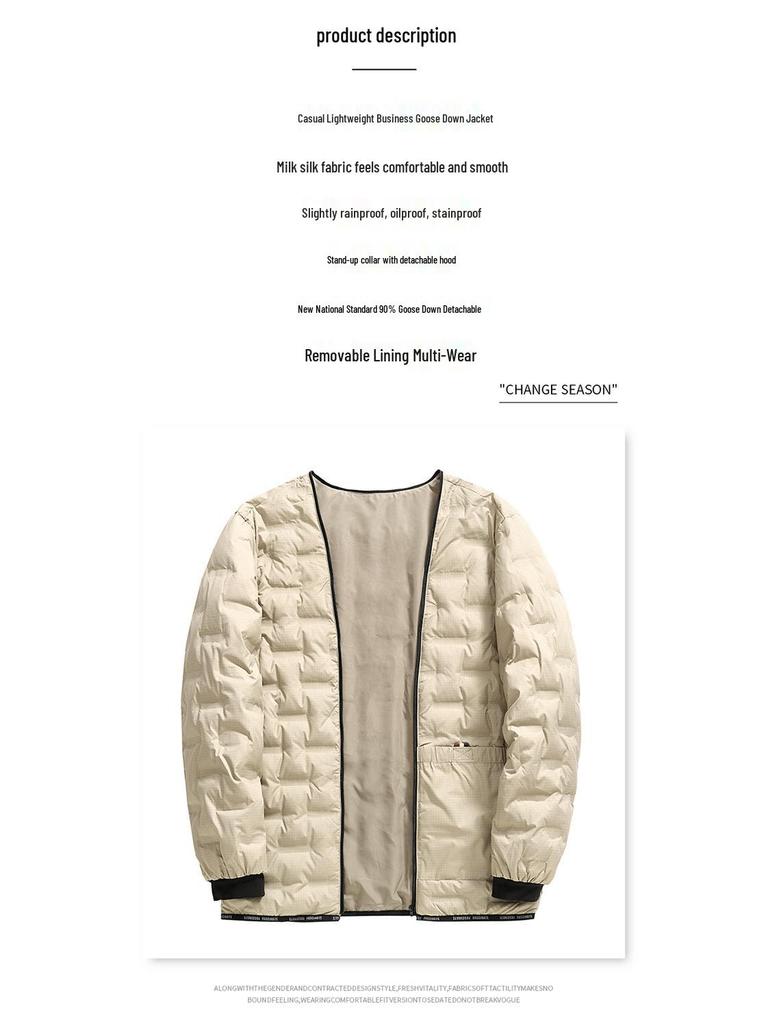 90% White Goose Down Men's Winter Jacket with Detachable Liner - Business Casual, Thickened, Middle-Aged Style
