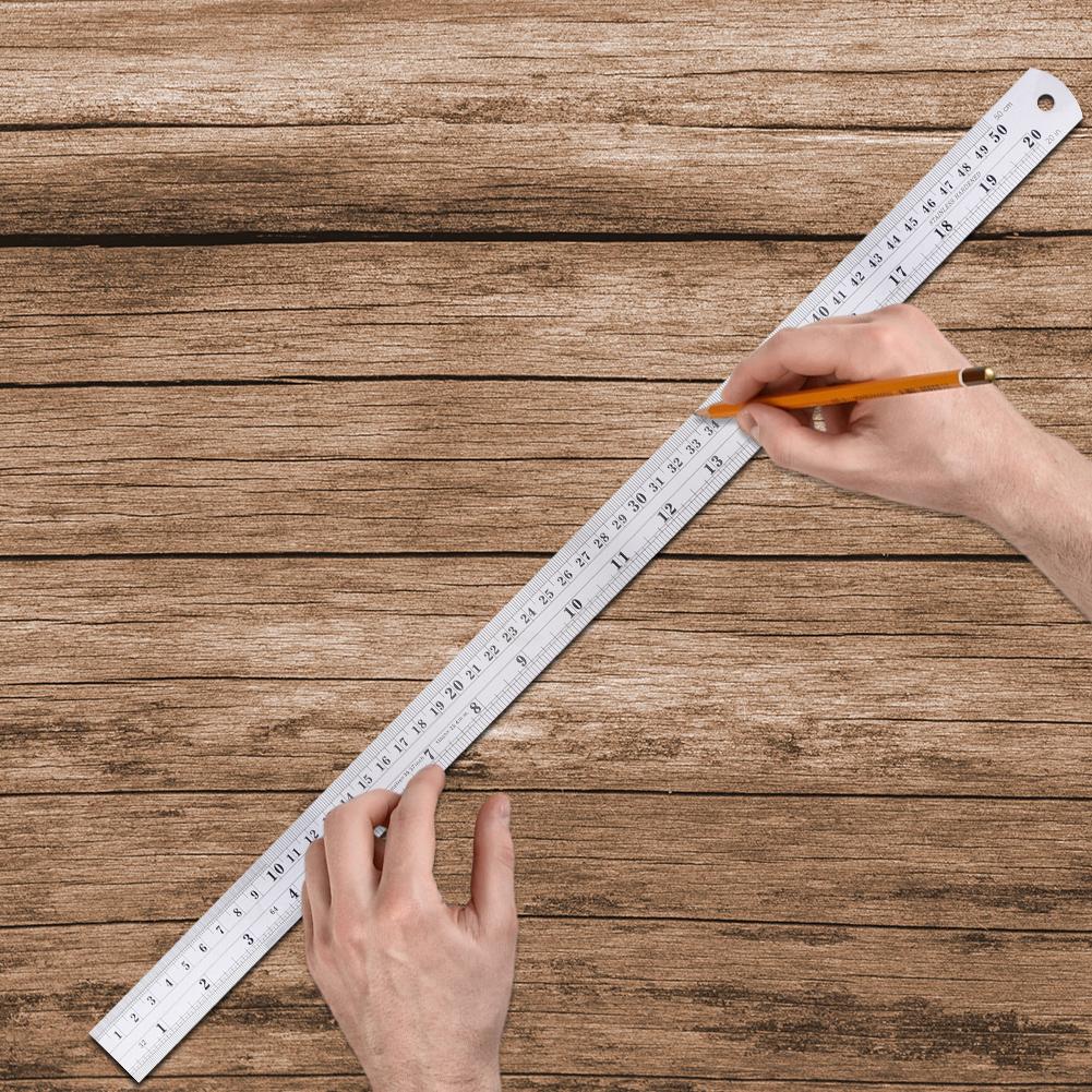 300mm/500mm Stainless Steel Ruler Straight Edge Ruler with Inch & Metric Centimeter Millimeter Ruler Precision Measuring Ruler