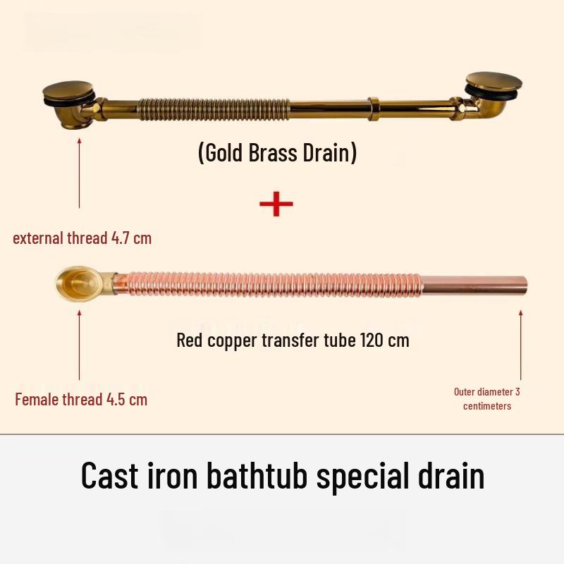 TLXT Golden Brass Bathtub Drain & Overflow Kit