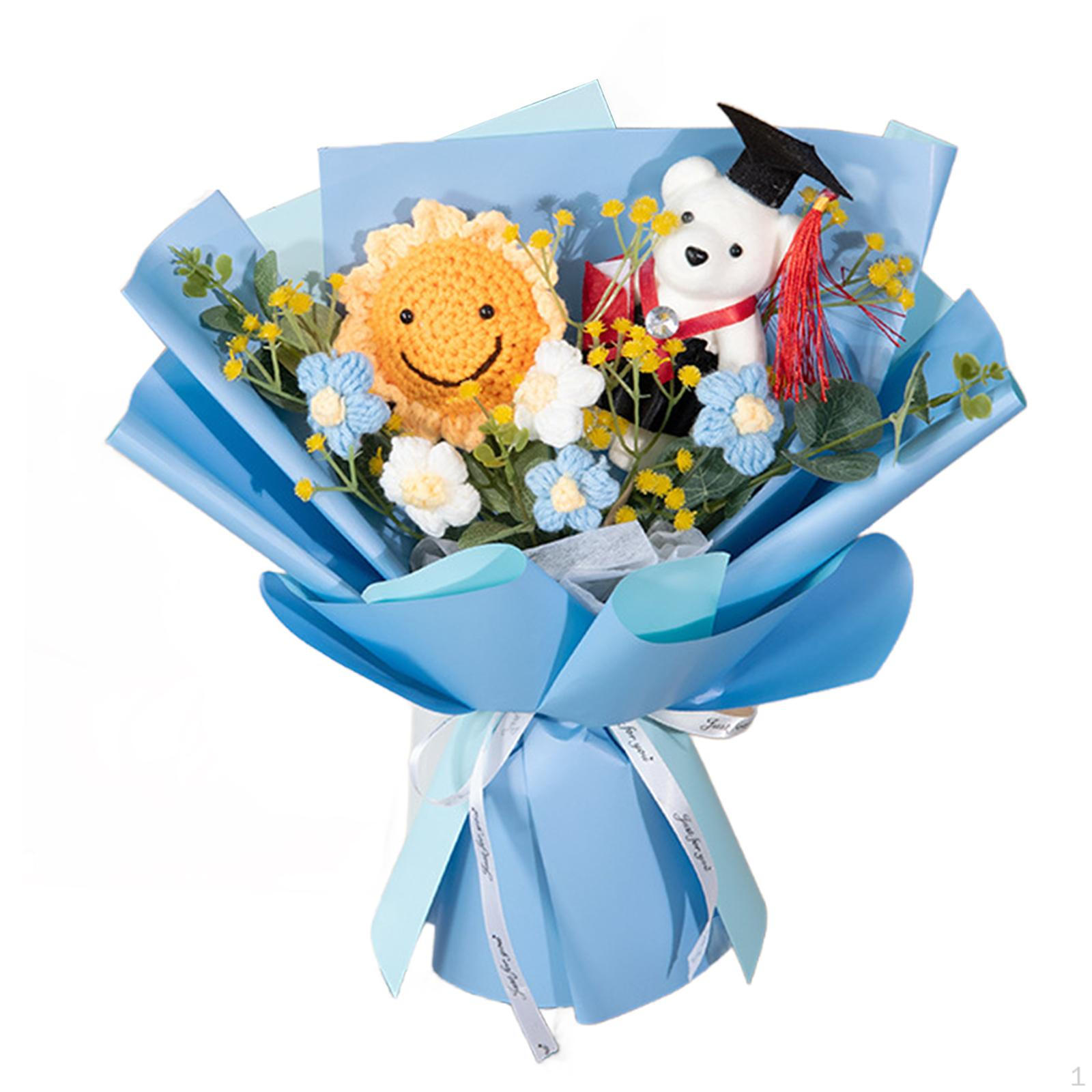 

Букет крючком, Вязаный букет на выпускной, на День матери, на свадьбу, Blue